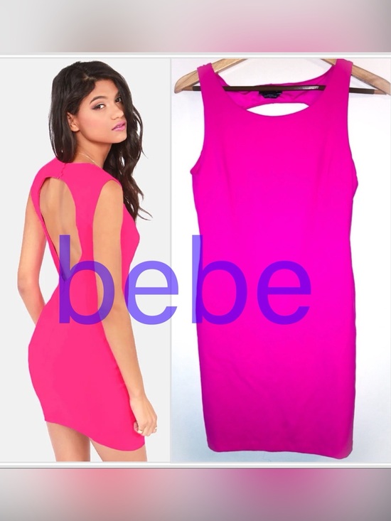 bebe Dresses & Skirts - BEBE Made in USA Fuchsia/Hot Pink Open Back Bodycon Mini Dress Size S